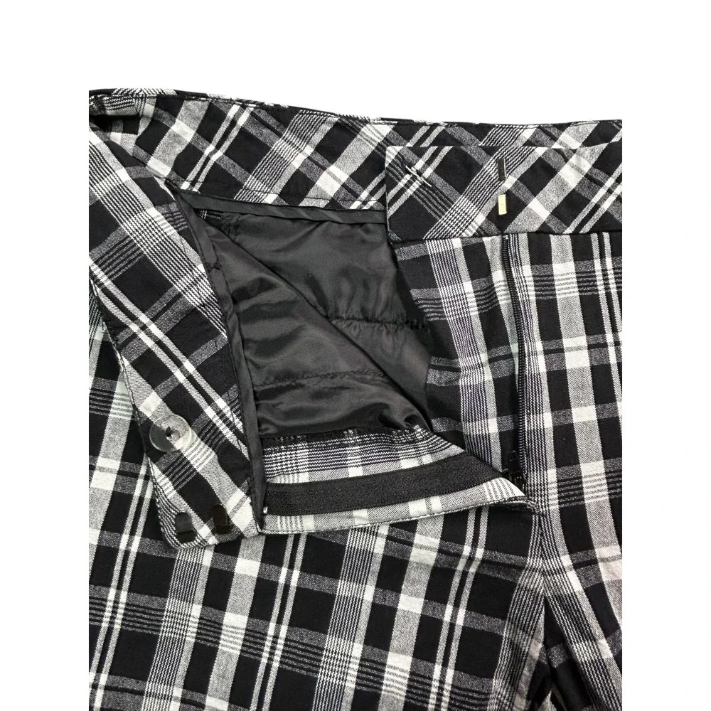 AB Studio Shorts Womens Size 12 Black White Check Pockets Relaxed Fit Stretch